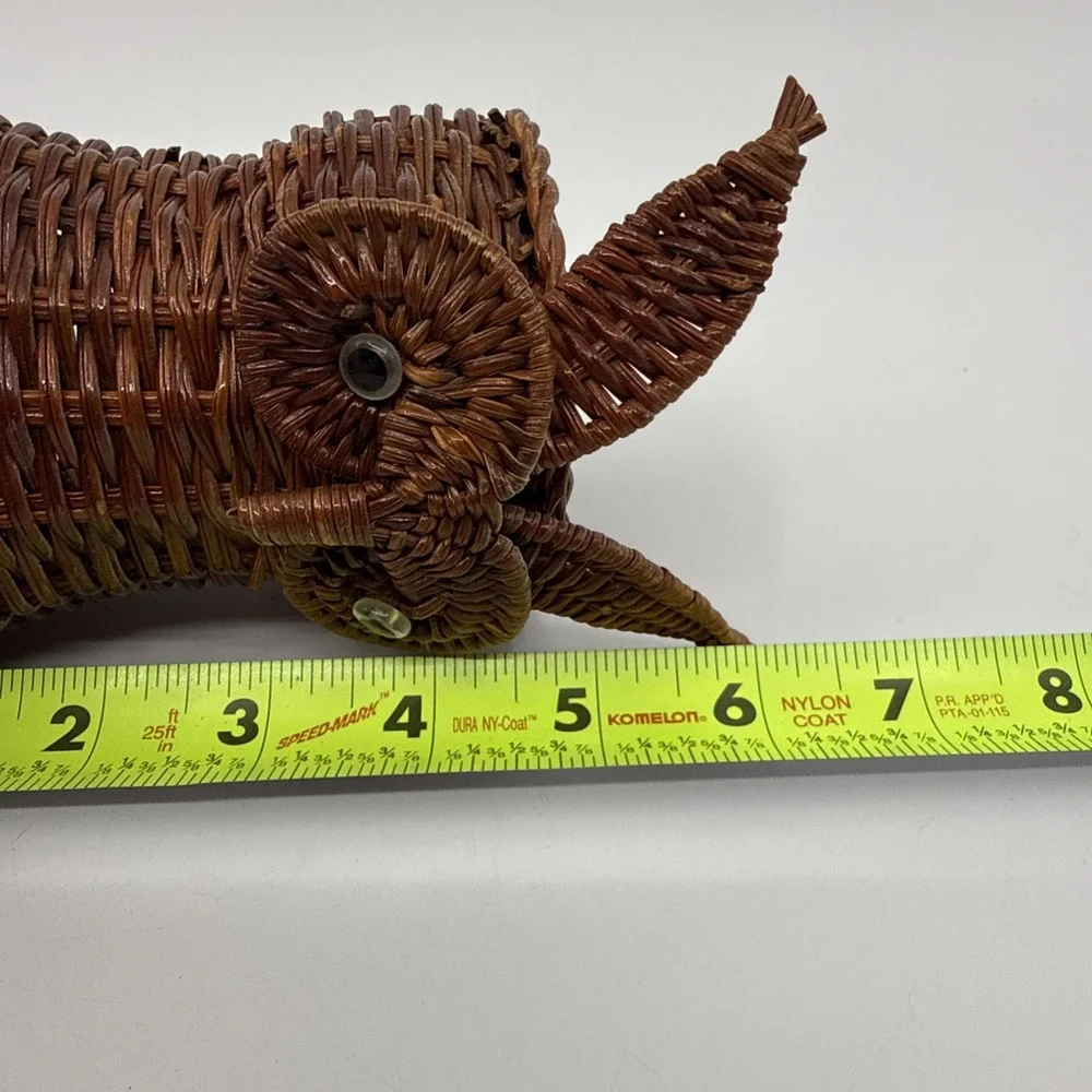 Vtg Mid Century‎ Modern Great Horned Owl Rattan Raffia Boho Basket 6